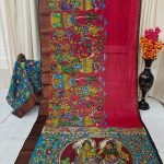 Mangalagiri-Pattu-Sarees-Kalamkari-Figure-Work-with-Blouse