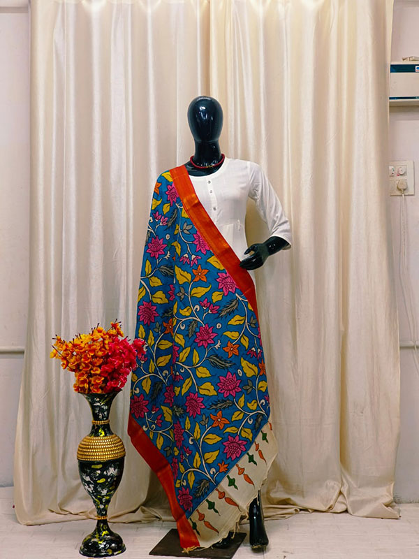 Bangalore Silk Kalamkari Dupattas